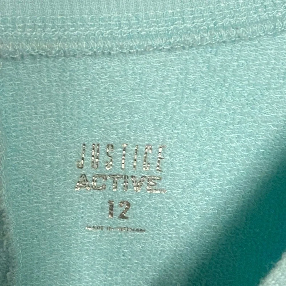 JUSTICE Sport Activewear Girls 12 Teal Crop Sweatshirt‎ Crew Neck Athleisure